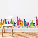 教室布置卡通墙贴纸儿童房间踢脚线幼儿园装饰贴画童话城堡小房子