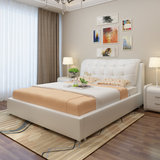 皮床现代简约双人床1.8米皮艺床1.5小户型真皮床家具卧室床