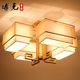 新中式吸顶灯长方形铁艺客厅卧室灯现代简约创意美式LED吊顶灯具
