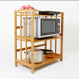 楠竹厨房置物架白色微波炉架宜家层架厨房储物架烤箱架实木架子