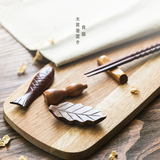 日式餐具zakka木制品家用筷子架创意餐桌筷子托原木筷子托筷枕