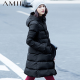 Amii女装旗舰店艾米冬装新款A字大码中长款修身加厚连帽羽绒服