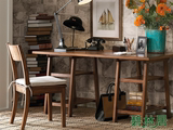 北欧复古实木做旧家具 美式loft工业书桌 设计师办公会议桌电脑桌