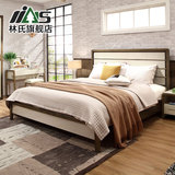 林氏家具北欧现代水曲柳床1.8米双人床床头柜梳妆台卧室组合BA1A