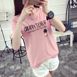 2016夏季新款韩版大码女装学生宽松字母印花短袖T恤女半袖上衣潮