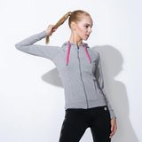 欧洲高端撞色连帽女子有机棉运动跑步健身训练拉链帽衫卫衣大码