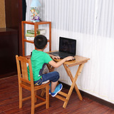 人学习桌写字桌电脑桌长方弧形桌折叠桌特价楠竹实木可升降儿童成