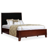 后现代新中式实木床 1.5米1.8米实木双人布艺床 酒店样板房床