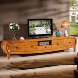 简约现代小户型客厅家具全橡木影视柜实木组装电视柜茶几组合套装