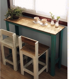 包邮实木吧台地中海高脚吧台桌家用隔断彩色松木复古做旧创意桌椅
