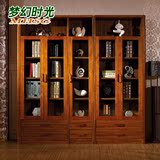 中式实木书架书柜组合 自由组合书柜 文件柜大书柜书橱特价包物流