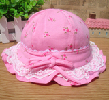 婴儿帽子夏秋季0-3-6个月女宝宝纯棉帽子 新生幼儿公主碎花帽胎帽