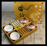 陶瓷碗餐具套装 韩式釉中彩手绘碗筷礼盒 创意结婚礼物商务礼品