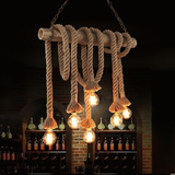 古创意竹筒个性艺术吊灯餐厅酒吧台咖啡厅装饰吊灯麻绳吊灯美式复