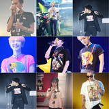BIGBANG首尔演唱会GD权志龙同款短袖宽松黑色印花情侣应援服T恤女