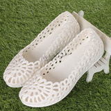 夏季防水镂空工作凉鞋女平底塑料平底洞洞鞋柔软白色护士鞋舞蹈鞋