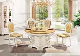 特价欧式餐桌 圆形餐桌椅组合 大理石圆餐桌纯实木桌子饭桌整装