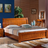 实木床 简约现代1.5米单人1.8米双人床水曲柳床木质高箱 全实木床