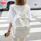 双肩包女韩版学院风休闲帆布背包旅行包全防水纯色校园中学生书包