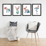 色块北欧风麋鹿动物创意装饰画现代简约办公室家居有框画挂画墙画
