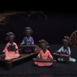 新款紫砂人物茶宠茶盘摆件茶玩陶瓷精品仕女琴棋书画茶具个性配件