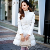 粉红大布娃娃 2015冬装新款天然鸭绒均匀填充 时尚白色羽绒服 女