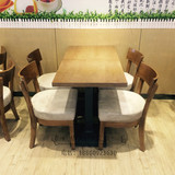 美式乡村咖啡厅桌椅 时尚餐厅桌椅 复古实木个性主题西餐厅桌椅