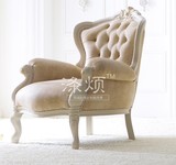 涤烦|高端定制家具|意大利新古典实木沙发椅布艺单人休闲椅IC56