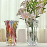 欧式彩色水晶玻璃花瓶水培富贵竹百合创意家居装饰品客厅简约摆件