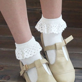 日系袜子可爱公主袜镂空花边袜女纯棉森系复古白色袜子软妹短袜