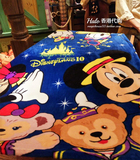 香港迪士尼代购 十周年款 米奇米妮达菲熊 卡通毛绒毯子 保暖毛毯