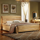 定做全实木2米2.2米大床双人床现代中式高箱储物床1.8米加大加宽
