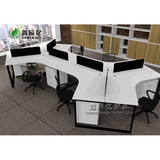 北京办公家具6人位办公桌订做弧形办公桌椅屏风工位员工工作位