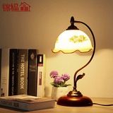 LED中式台灯复古温馨浪漫创意书房卧室床头客厅玻璃装饰台灯9345