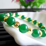 纯天然绿玛瑙手链转运珠路路通手串男女款情侣珠宝首饰品创意礼物