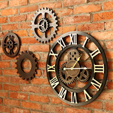 工业风复古齿轮钟表壁饰创意家居客厅墙面装饰酒吧壁挂个性时钟
