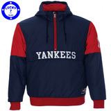 正品MLB纽约洋基NY Yankees男女情侣秋冬连帽套头棒球服夹克外套