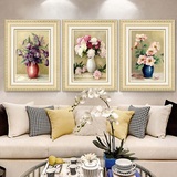 现代壁画客厅沙发背景墙装饰画 花开富贵三联画欧式走廊玄关挂画