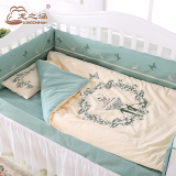 婴儿床上用品套件全棉新生儿宝宝春秋四季床品纯棉四件套婴儿床围