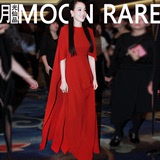 剩者为王舒淇同款红色连衣裙圆领修身显瘦拖尾长裙宴会优雅礼服裙