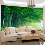 艺舍大型壁画墙布大自然风景绿色树林阳光森林电视背景墙纸壁纸