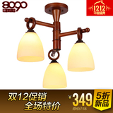 中式三头吊灯实木美式乡村东南亚木质日式书房中国风餐厅中式吊灯