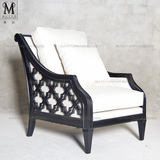 慕妃高端定制家具美式新古典欧式布艺实木单人休闲沙发椅AL230