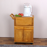 餐边柜实木简约现代厨房碗柜可移动式收纳柜带柜门抽屉茶水柜包邮
