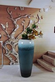 现代欧式陶罐陶缸酒店会所客厅蓝色陶瓷落地大花瓶摆件插花组合