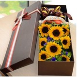 向日葵礼盒 花束昆明鲜花同城速递教师节生日鲜花速递实体店送花