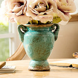 奇居良品 现代客厅中式复古陶瓷花器花插 马特古典花瓶小号 H
