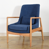 北欧宜家创意实木单人沙发椅子现代简约客厅拆洗布艺休闲椅咖啡椅
