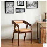 美式实木餐椅做旧复古咖啡椅酒吧椅铁艺办公椅电脑椅休闲靠背椅子