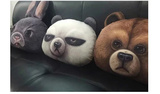 3D印花立体逼真熊猫兔子创意动物沙发抱枕 汽车靠垫毛绒车用靠枕